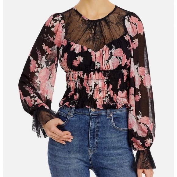 Free People Tops - NWT 🎉🎉Host Pick‼️FREE PEOPLE DAPHNE FLORAL BLOUSE MIDNIGHT COMBO